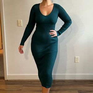 Vitality Balance Athletic Long Sleeve Midi Sweater Dress
